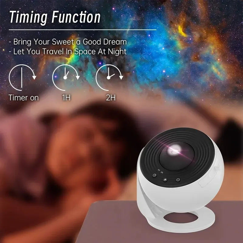 Projecteur de galaxie à LED Veilleuse de ciel étoilé Projecteur 360° Lampe de nuit de planétarium pour décoration de chambre Cadeau pour enfants