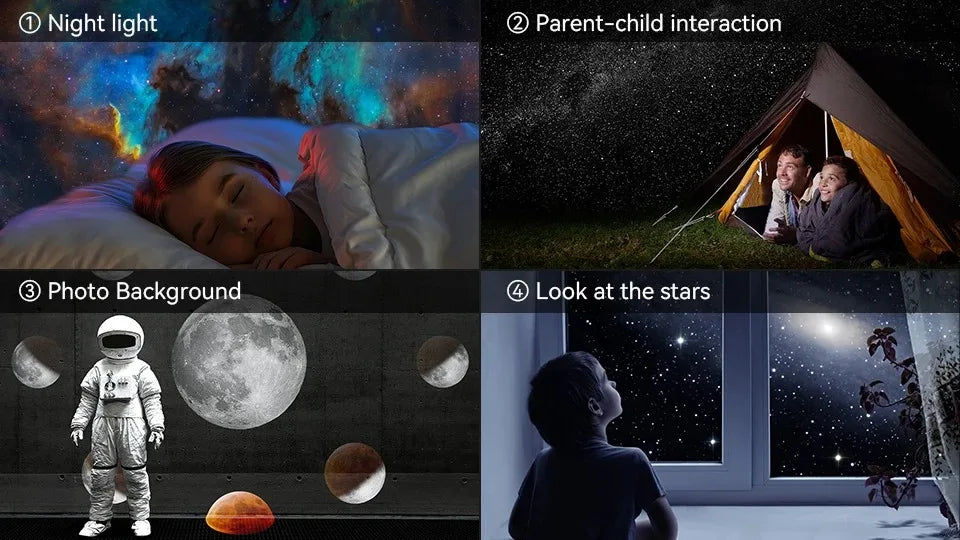 Projecteur de galaxie à LED Veilleuse de ciel étoilé Projecteur 360° Lampe de nuit de planétarium pour décoration de chambre Cadeau pour enfants