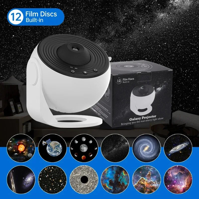 Projecteur de galaxie à LED Veilleuse de ciel étoilé Projecteur 360° Lampe de nuit de planétarium pour décoration de chambre Cadeau pour enfants
