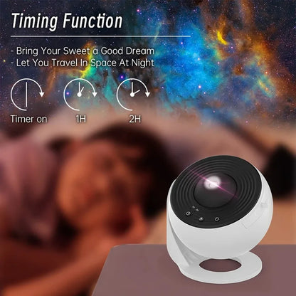 Projecteur de galaxie à LED Veilleuse de ciel étoilé Projecteur 360° Lampe de nuit de planétarium pour décoration de chambre Cadeau pour enfants