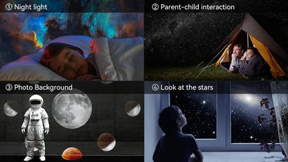 Projecteur de galaxie à LED Veilleuse de ciel étoilé Projecteur 360° Lampe de nuit de planétarium pour décoration de chambre Cadeau pour enfants