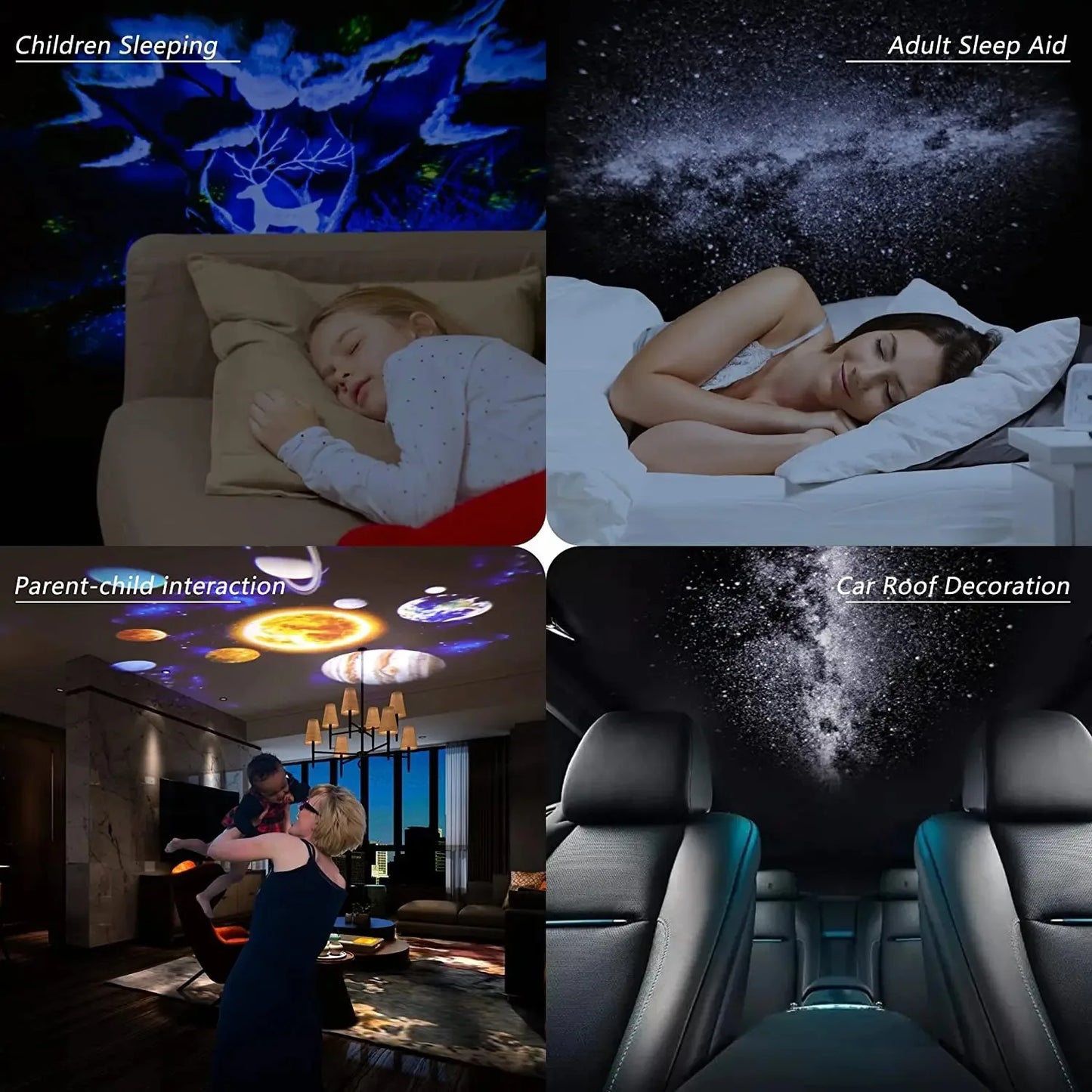 Projecteur de galaxie à LED Veilleuse de ciel étoilé Projecteur 360° Lampe de nuit de planétarium pour décoration de chambre Cadeau pour enfants